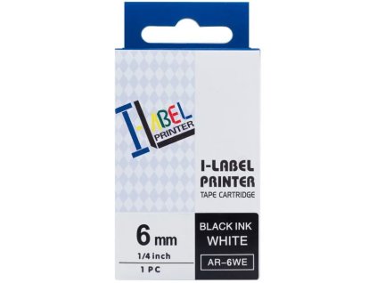 Páska PRINTLINE kompatibilná s Casio, XR-6WE1, 6 mm, 8 m, čierna tlač/biele pozadie