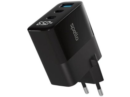 Spello ForceBoost Display GaN 65W nástenná nabíjačka SA65 - čierna