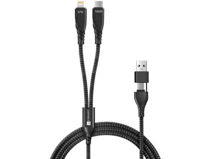 CONNECT IT Wirez 4v1 1x USB-C, 1x Lightning, 1,25 m, ČIERNA