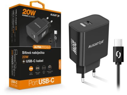 ALIGATOR PD 20W rýchlonabíjačka USB-C, USB-C/USB-C, čierna