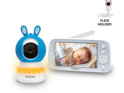 EVOLVEO Baby Monitor N5 - Súprava video monitora s 360° monitorovaním, obojsmernou komunikáciou a uspávankami,