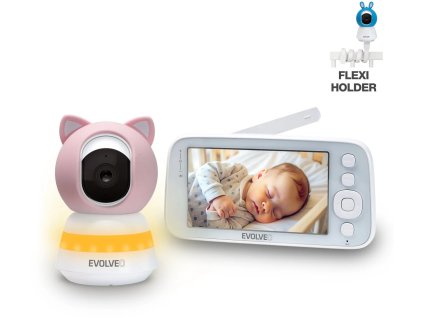 EVOLVEO Baby Monitor N5 - Súprava video monitora s 360° monitorovaním, obojsmernou komunikáciou a uspávankami,