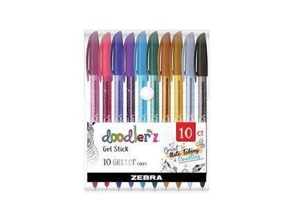 Sada gélových pier "Doodler'z Glitter", 10 trblietavých farieb, 0,33 mm, ZEBRA 02619