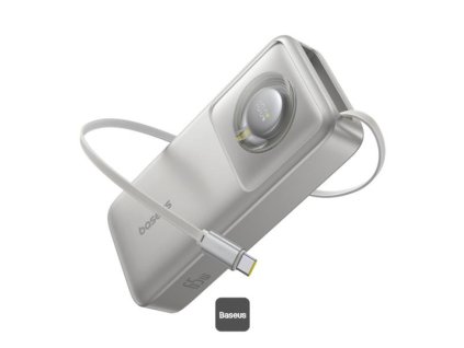 Powerbanka Baseus Free2Pull 20000mAh, 65W, s káblom USB-C biela
