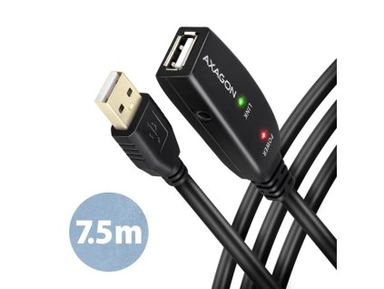 AXAGON ADR-207, USB 2.0 A-M -> A-F aktívny predlžovací / opakovací kábel, 7,5 m