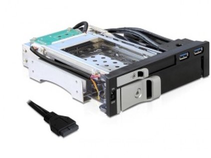 Delock 5,25 náhradný rám pre 1x 2,5 + 1x 3,5 SATA HDD + 2 x USB 3.0 porty