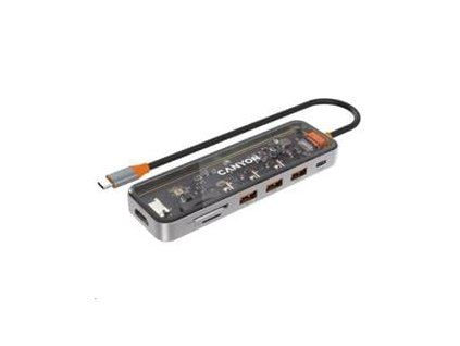 CANYON transparentný replikátor portov DS-13 7v1, PD 100W