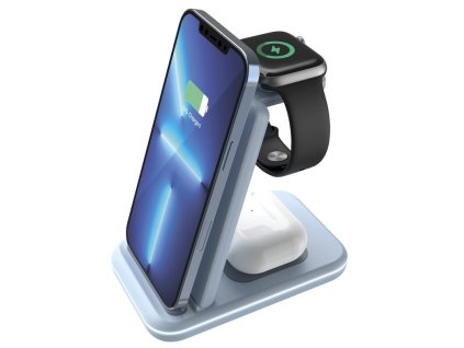 Bezdrôtová nabíjačka CANYON WS-304 BL, QC18W, 3v1, modrá