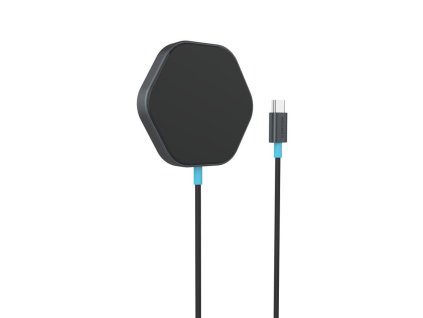 Bezdrôtová magnetická nabíjačka CANYON HEXAGON 110, 15 W, Qi2 Tmavo šedá