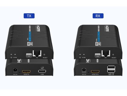 PremiumCord 4K@60Hz HDMI KVM extender s USB 2.0 na 120 m cez LAN