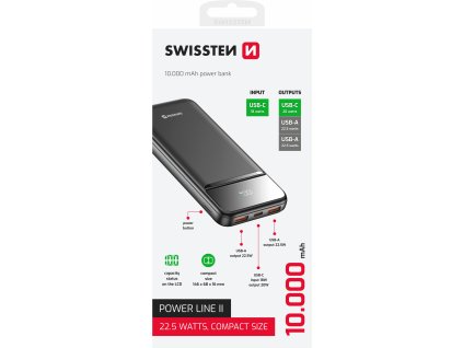 SWISSTEN POWER BANK 10000 mAh POWER LINE II BLACK