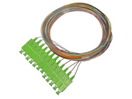 XtendLan FO pigtail SC/APC, 9/125, 0,9mm, 1m, LS0H, sada 12 pigtailov rôznych farieb, G.652d