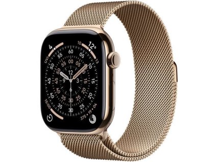 Apple Watch Series 11 GPS + Cellular 46mm zlaté titánové puzdro so zlatou milánskou slučkou - M/L