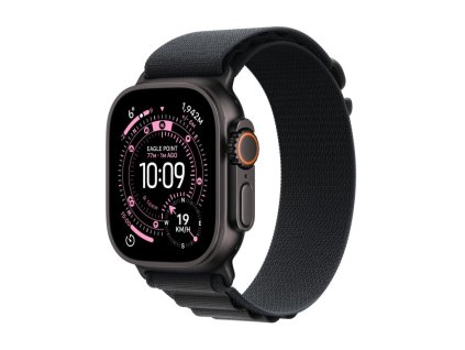 Apple Watch Ultra 3 GPS + Cellular 49 mm čierne titánové puzdro s čiernou alpskou slučkou - Stredné