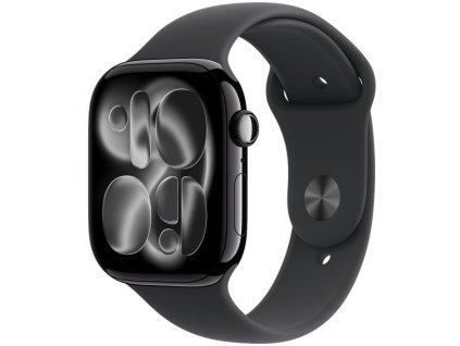Hliníkové puzdro Apple Watch Series 11 GPS 42 mm Jet Black s čiernym športovým remienkom - S/M