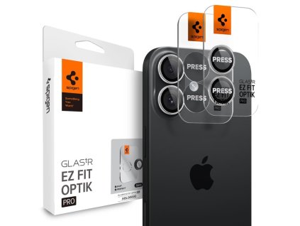 Spigen Glass tR EZ Fit Optik Pro 2 Pack, strieborná - iPhone 17