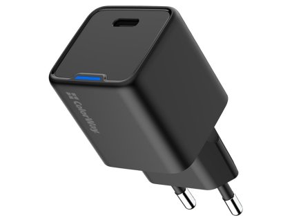 ColorWay 1x USB-C/ sieťová nabíjačka/ GaN/ PD/ PPS/ 25W/ čierna