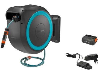 Gardena 18640-20 Akumulátorový nástenný box na hadicu PowerRoll XL-Set, tyrkysový