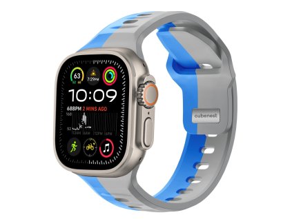 Prémiový silikónový náramok Cubenest LUNAR GREY s modrou (42-49 mm)