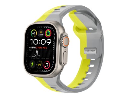 Prémiový silikónový náramok Cubenest LUNAR GREY so žltou (42-49 mm)