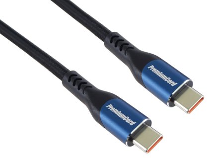 Kábel PremiumCord USB-C ( USB 3.2 GEN 2x2, 5A, 100W, 20Gbit/s ) 1m, bavlnený oplet