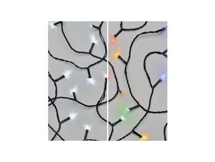 LED vianočná reťaz 2v1, 10 m, vnútorná a vonkajšia, studená biela/veľmi farebná, programy