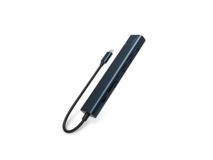 Spello USB-C Hub Slim 7v1 | 100W USB-C PD, 3× USB-A, HDMI, slot na SD/TF kartu | temně inkoustová | všechny porty v jednom