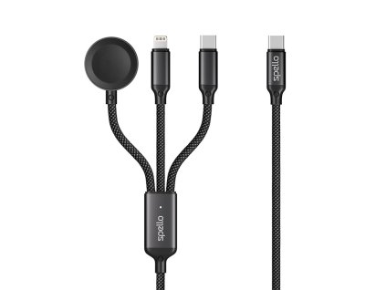 Spello 3in1 Cable USB-C to USB-C, Lightning & Apple Watch 1.2m - černá