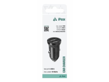 iPEAX AUTONABÍJEČKA CL-02, 4,8A, 2x USB-A ČERNÁ