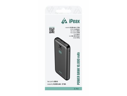 iPEAX POWER BANKA 10000 mAh, 10,5W, 2x USB-A ČERNÁ