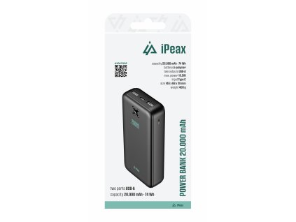 iPEAX POWER BANKA 20000 mAh, 10,5W, 2x USB-A ČERNÁ