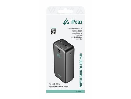 iPEAX POWER BANKA 30000 mAh, 10,5W, 2x USB-A ČERNÁ