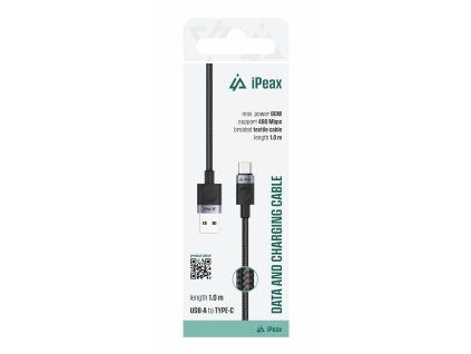 ipeax textilni kabel usb a usb c 1m usb 2 0 cerny ien566759
