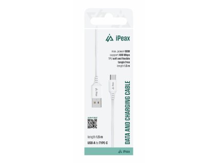 iPEAX TPU KABEL USB-A / USB-C 1,5M, USB 2.0 BÍLÝ