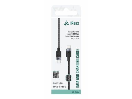 ipeax textilni kabel usb c usb c 1m usb 2 0 cerny ien566767