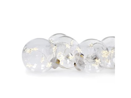 Solight sada LED vianočných gúľ s hviezdami, veľkosť 8cm, 6ks, 30LED, časovač, tester, 3xAA