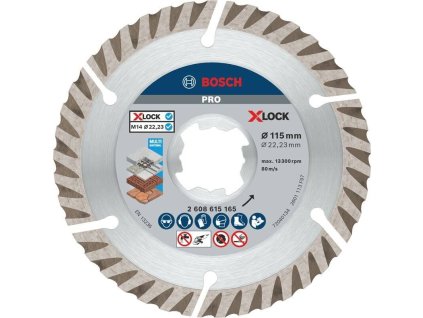 BOSCH Diamantový kotouč PRO Multi Material X-Lock, 115 × 22,23 mm, 22,23 mm (2.608.615.165)