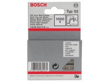 BOSCH Sponky do sponkovačky z tenkého drátu, typ 53, nerezové (2.609.200.216)