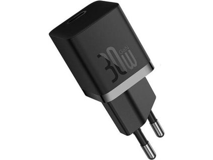 Nabíječka do sítě Baseus GaN5 30W s USB-C/USB-C kabelem 100W 1m, 1xUSB-C černá
