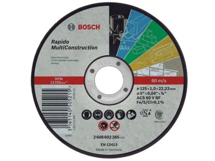 BOSCH Rapido Multi Construction Dělicí kotouč rovný, 125 mm, 1,0 mm (2.608.602.385)