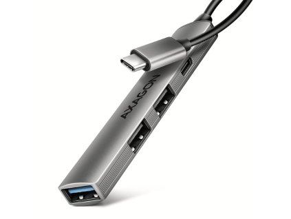 AXAGON HUE-STC, 4x USB ALU STRIP hub, 1x USB-A 5Gbps, 2x USB-A & 1x USB-C 480Mbps, kabel USB-C 12cm