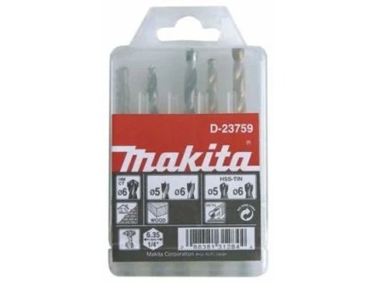 Makita D-23759 Sada vrtákov do kovu/dreva/reziva 5;6/5;6/6 mm, HEX 1/4 stopka
