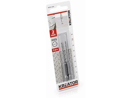 Kreator KRT011302 - 2 ks vrtákov do kovu HSS HEX 2,0 x 70 mm