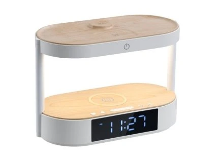 IMMAX LED budík TRIPLE DOCK biely (svetlé drevo)