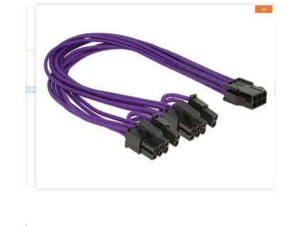 512111 delock napajaci kabel pci express 6 pin samica 2 x 8 pin samec textilny tienenie fialove 83704