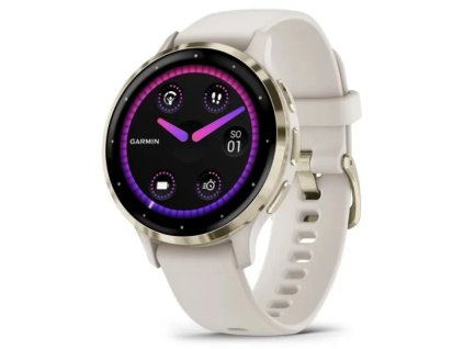 569312 garmin venu 3s luneta z nehrdzavejucej ocele soft gold puzdro slonovinovej farby silikonovy remienok