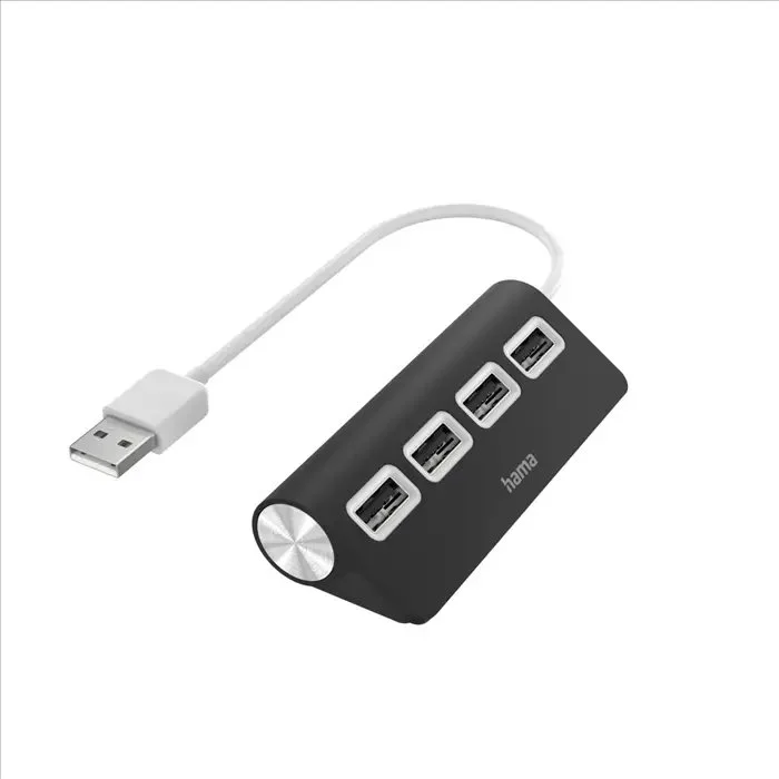 Rozbočovač USB Hama, 4 porty, USB 2.0, čierny