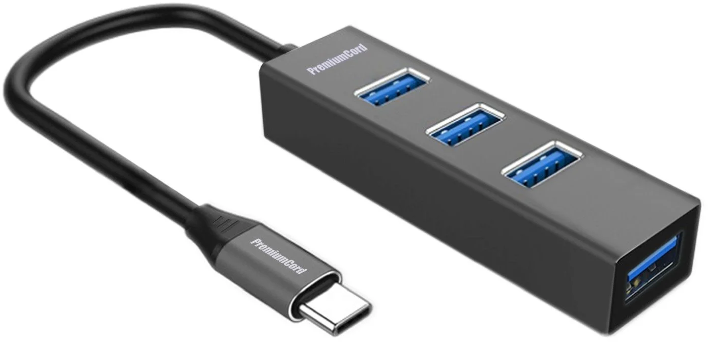 PremiumCord 5G SuperSpeed USB Hub USB-C na 4x USB 3.2 Gen 1