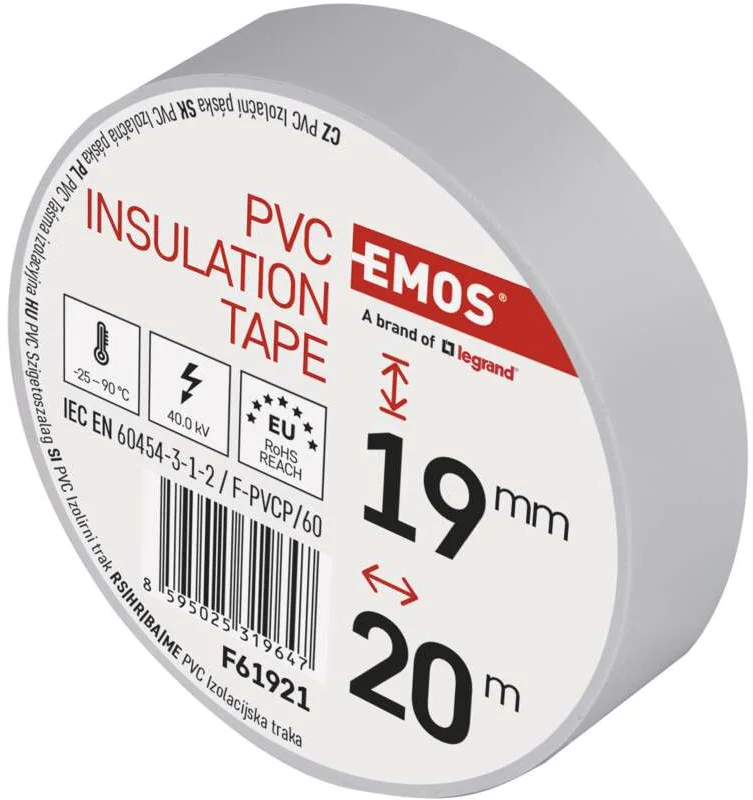 Izolačná páska z PVC 19 mm / 20 m biela