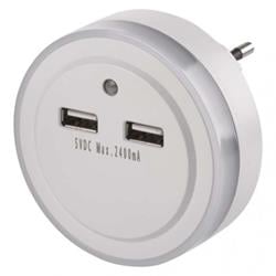 Nočné svetlo LED P3313 do zásuvky s 2× USB